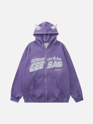 AlanBalen® - Demon Horn Zip Up Hoodie