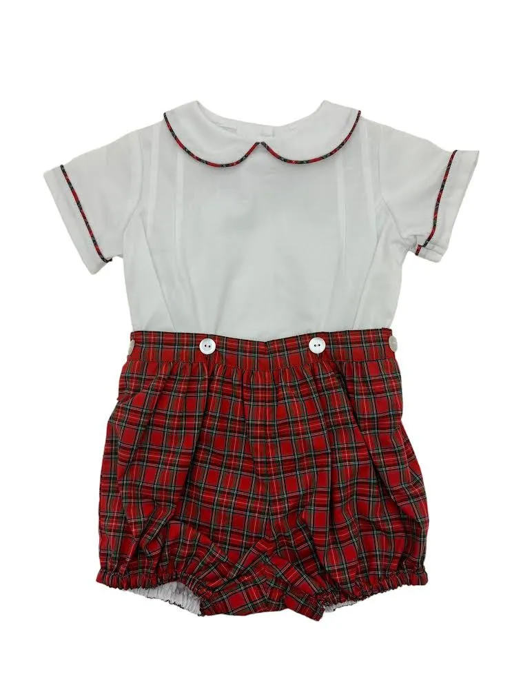 Anvy Kids Mac Button On Bubble S/S Red Plaid 7227 5107