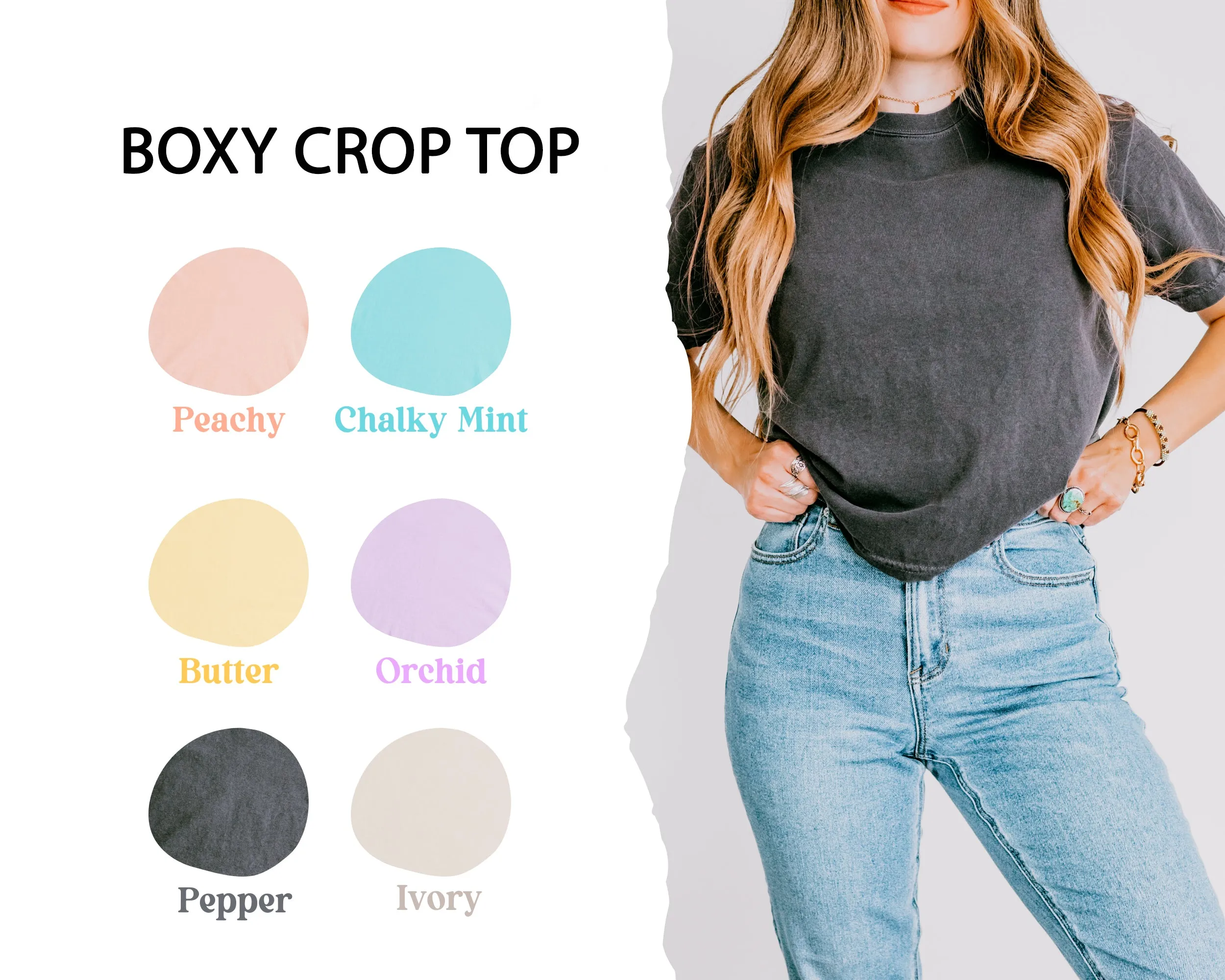 Boho Floral Collage | Relaxed Fit Cropped Tee