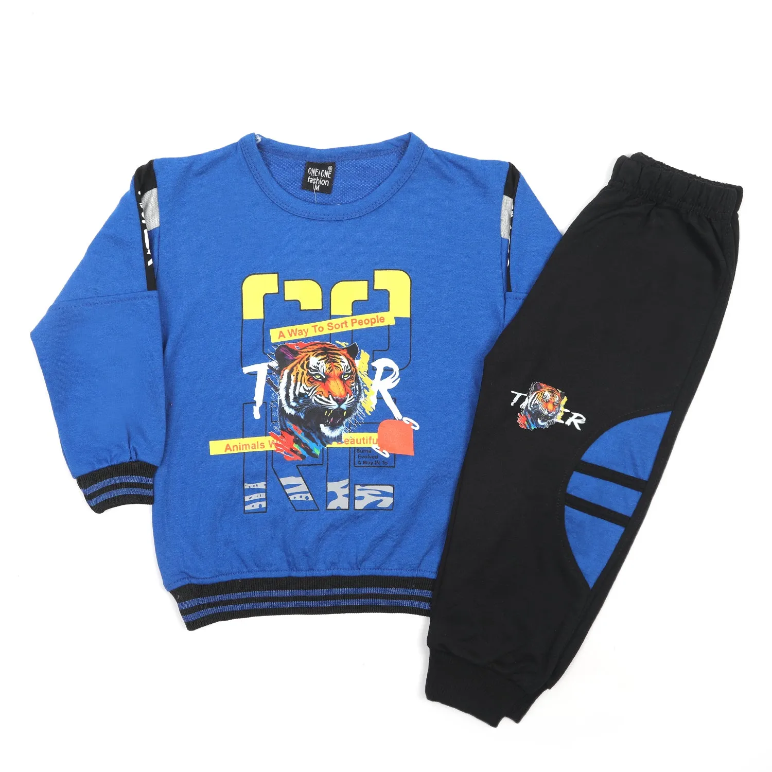 Boys Full Sleeves 3pcs Suit - Royal Blue