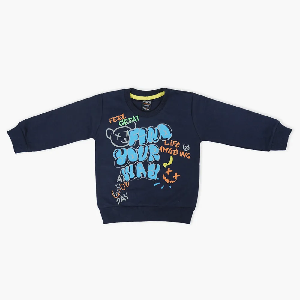 Boys Full Sleeves SweatShirt - Navy Blue