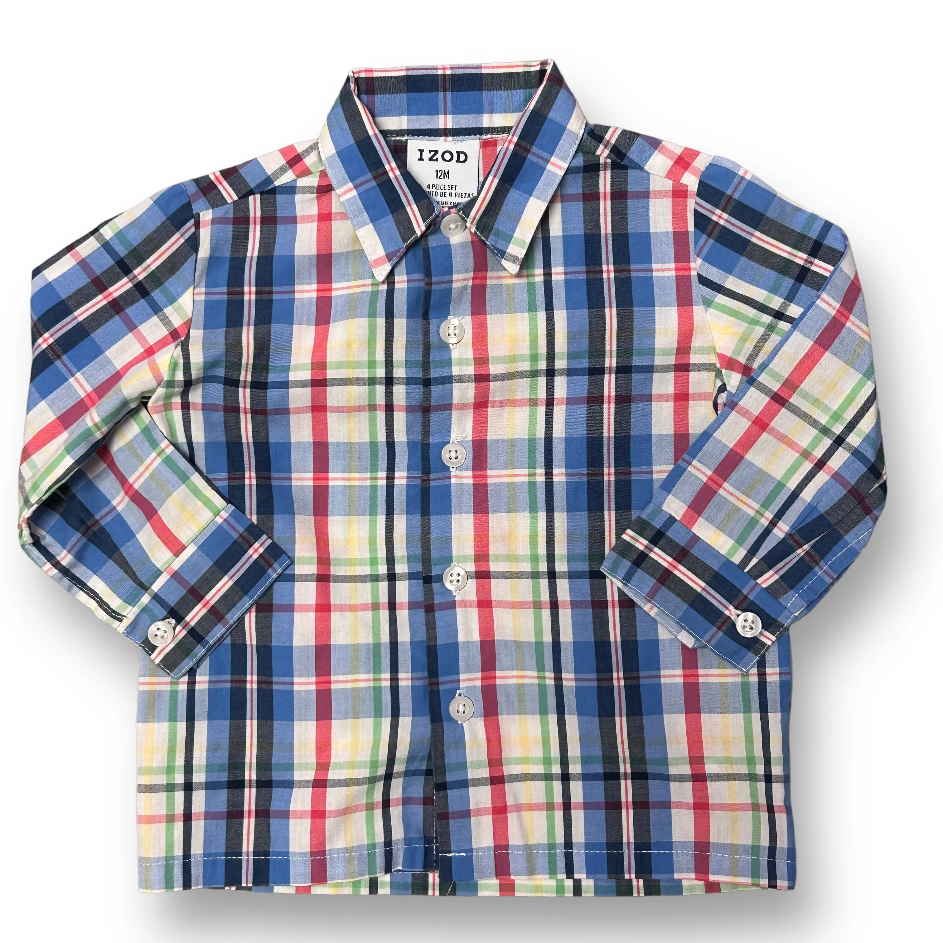 Boys Izod Size 12 Months Multi-Color Plaid Long Sleeve Button Down Shirt