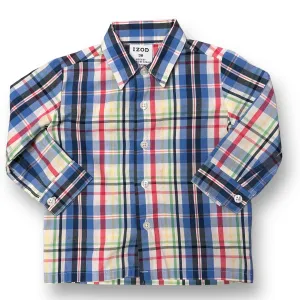 Boys Izod Size 12 Months Multi-Color Plaid Long Sleeve Button Down Shirt