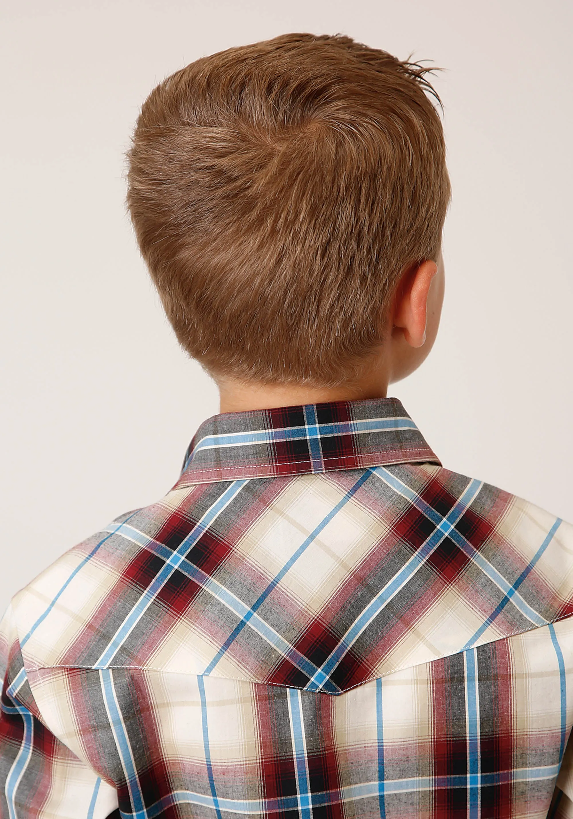 BOYS LONG SLEEVE SNAP RED CANYON PLAID WESTERN SHIRT