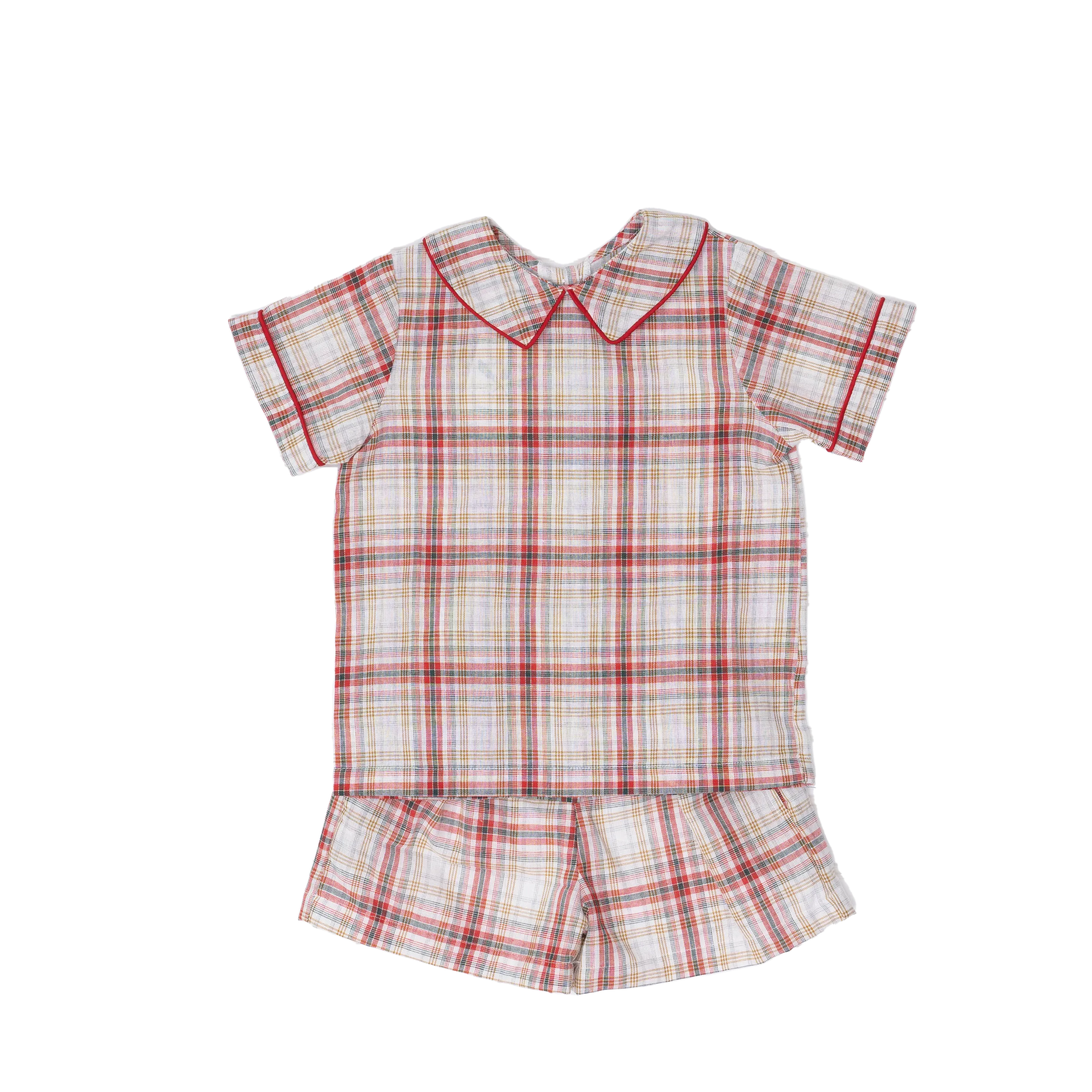 David Festive Plaid Short Set
