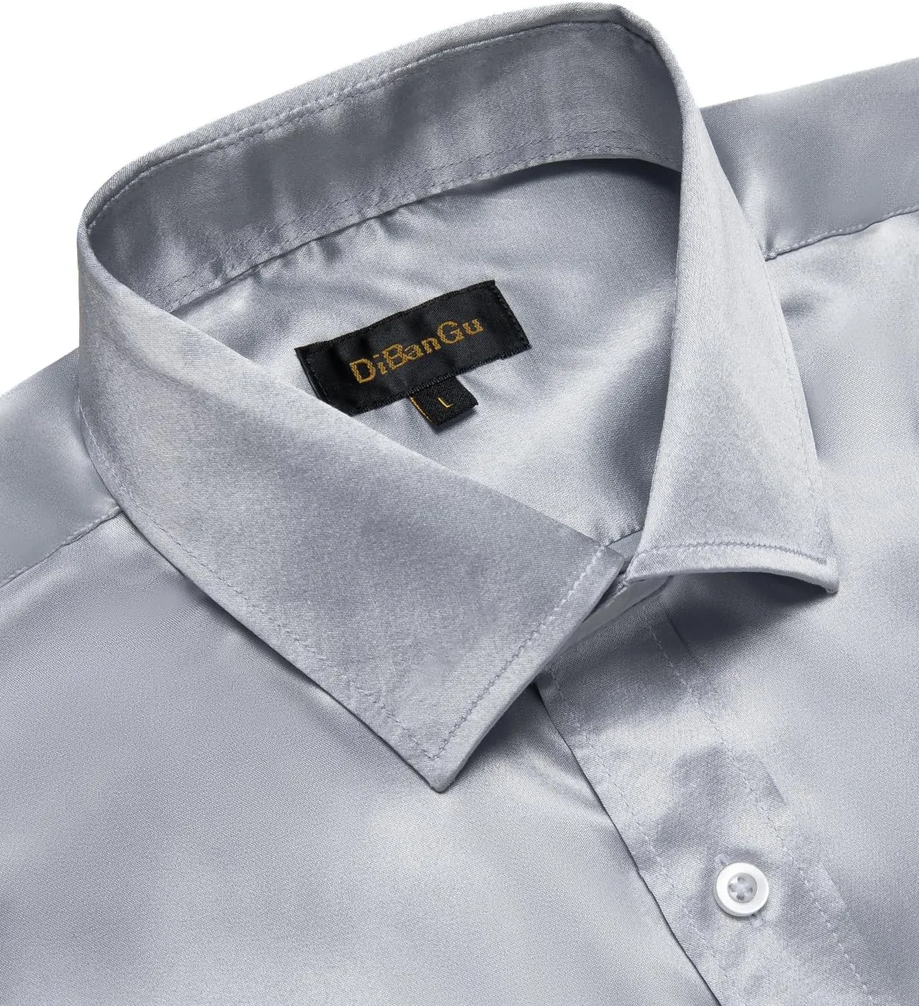 DiBanGu Mens Dress Shirt Long Sleeve Solid Satin Regular Fit Casual Button Down Shirts for Wedding Party Formal