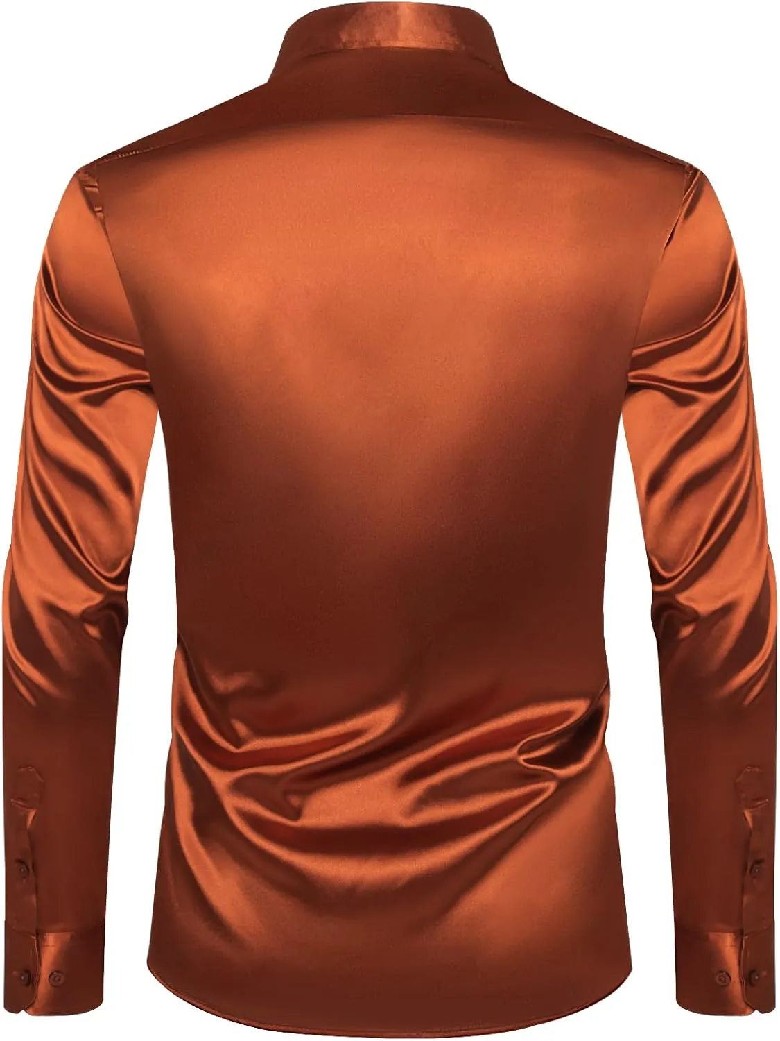 DiBanGu Mens Dress Shirt Long Sleeve Solid Satin Regular Fit Casual Button Down Shirts for Wedding Party Formal