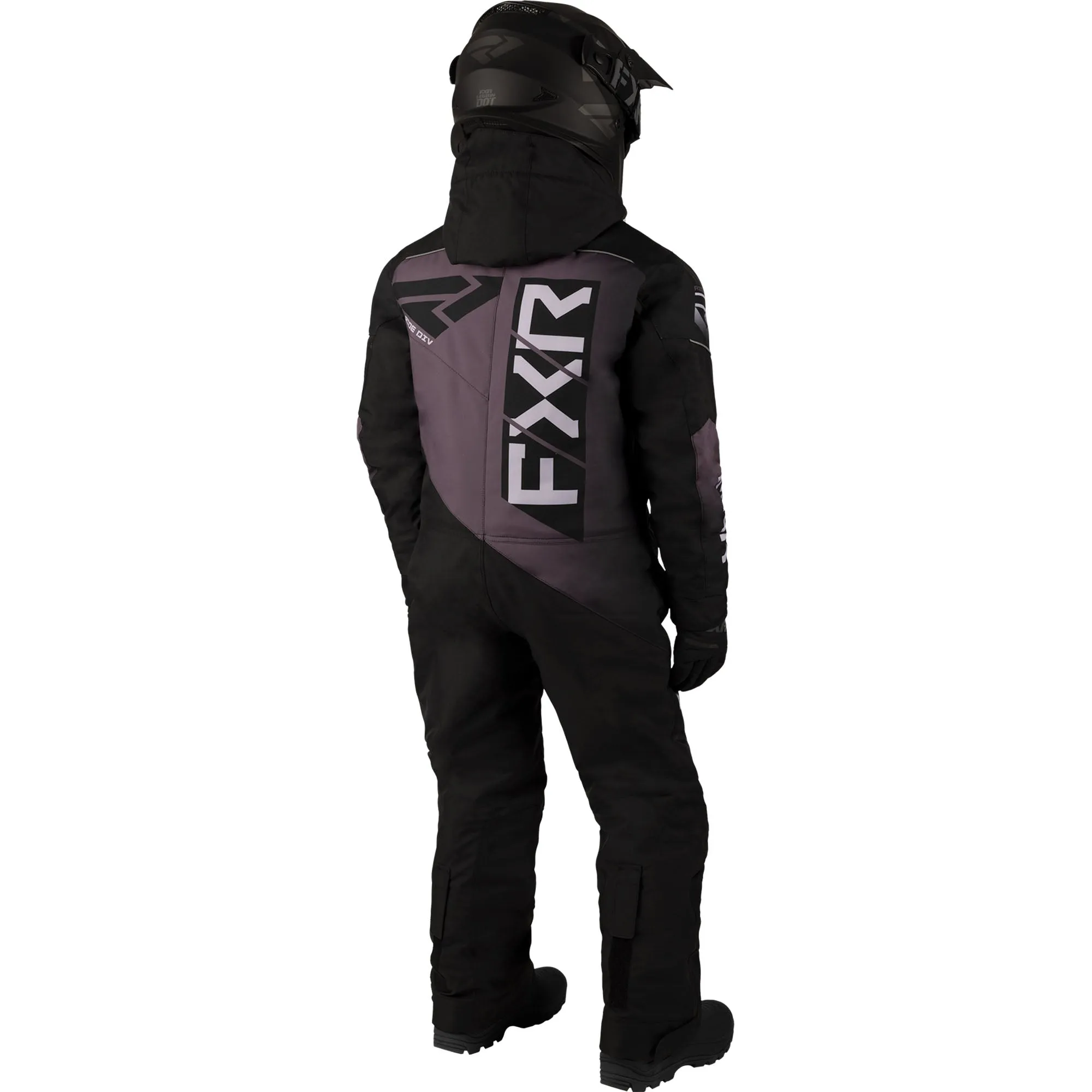 FXR Child Helium Snowmobile Monosuit Black/Muted Grape/Dusty Lilac