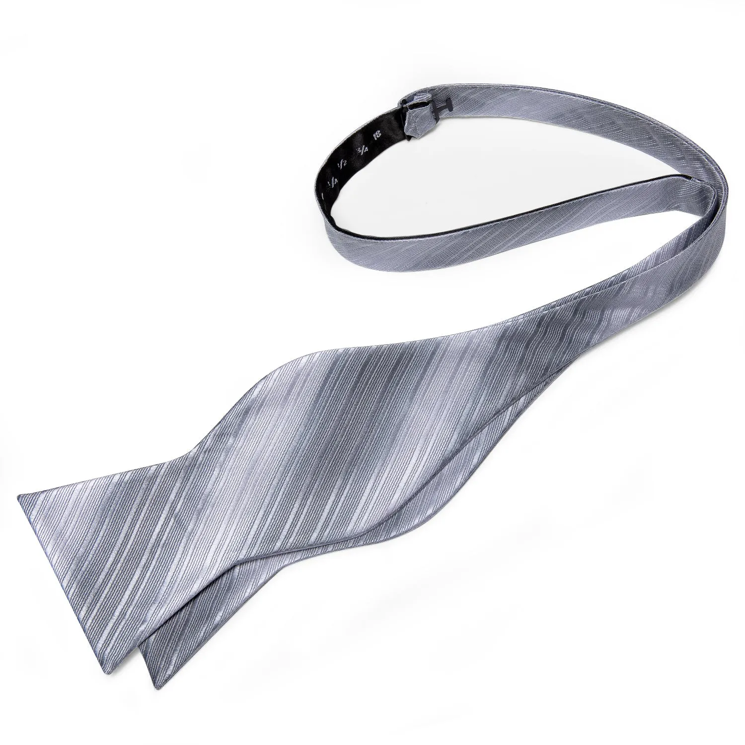 Grey Plaid Silk Self-Bowtie Pocket Square Cufflinks Set