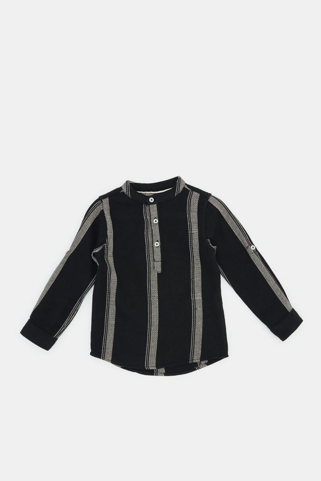 Infant Boys Black Striped Shirt
