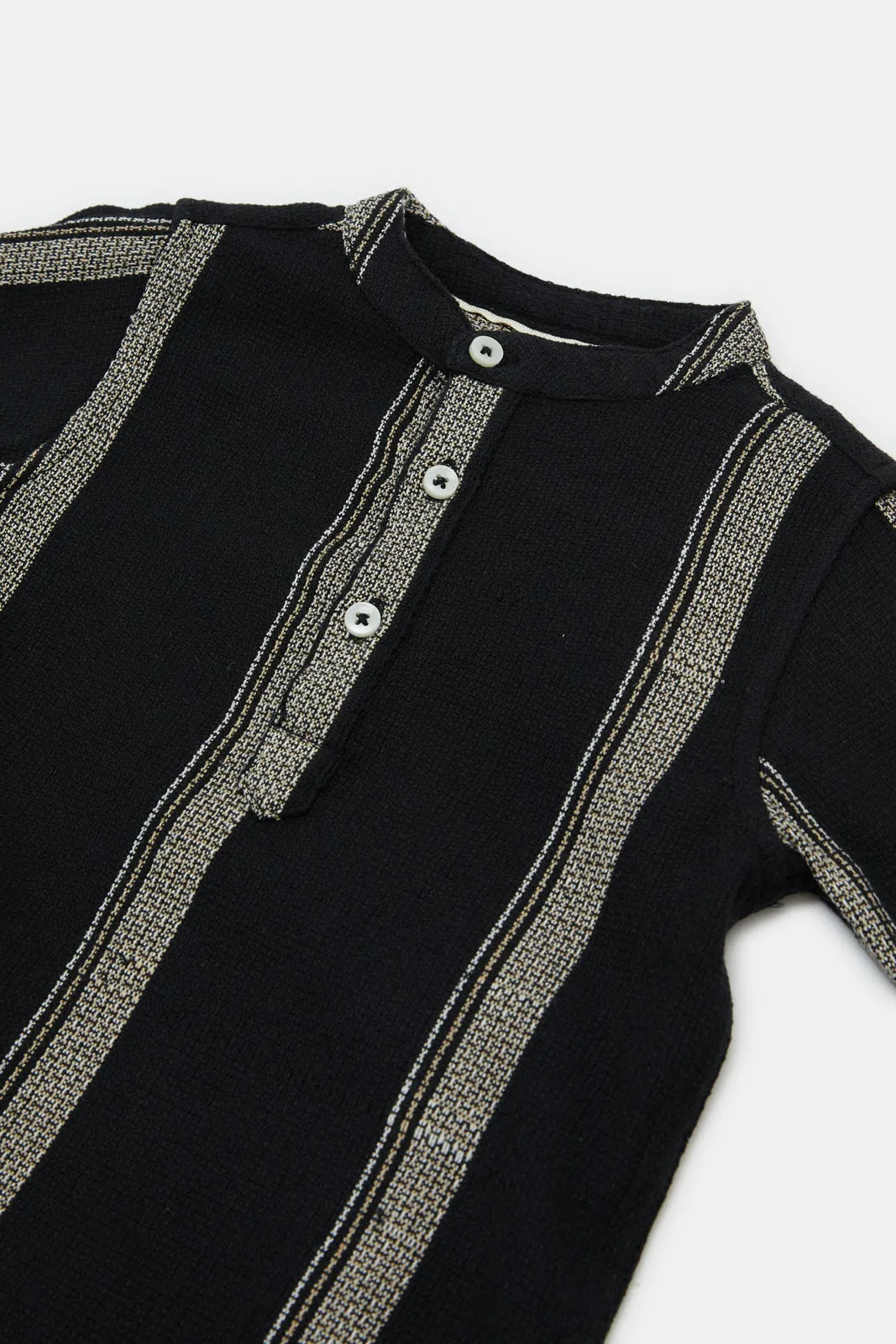 Infant Boys Black Striped Shirt