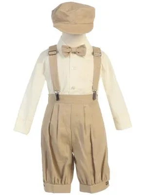Khaki Suspender Boys Knickers w/ Hat