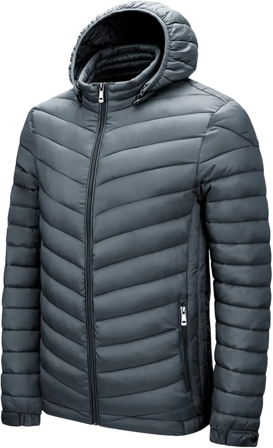 Mens Bubble Puffer Jacket Detachable Hood Warm Puffy Winter Thicken Padded Down Jackets Quilted Coat Windproof Outwear