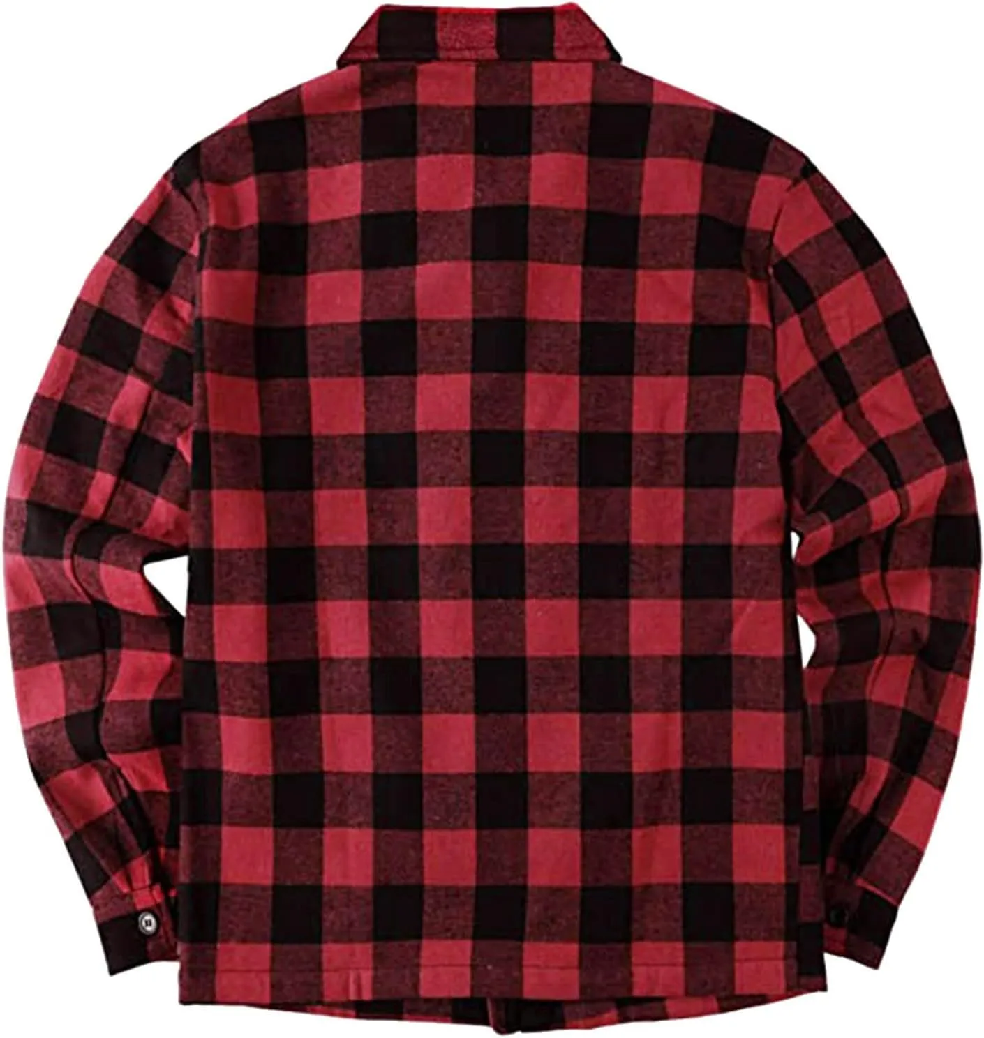 Mens Fleece Flannel Plaid Shirt Jacket Outwear Winter Coats Sherpa Lined Full Zip Hooded Plaid Shirt Jacket Thermal Coat