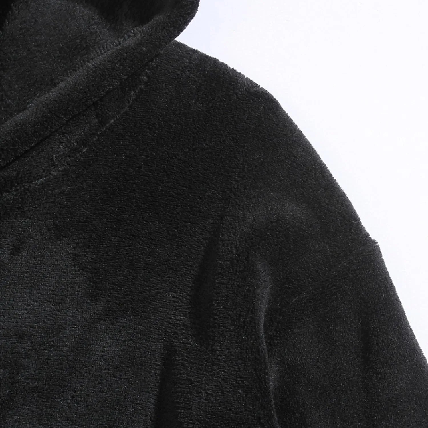 Mens Fuzzy Soft Hoodies Solid Color Homewear Coral Fleece Sweatshirts Winter Warm Funny Bear Ears Pullover Long Sleeve