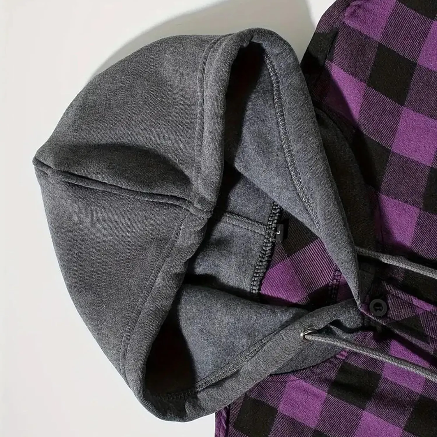 Men's Plaid Hooded Shirts Casual Long Sleeve Lightweight Shirt Button Down Flannel Plaid Jckets with Pocket