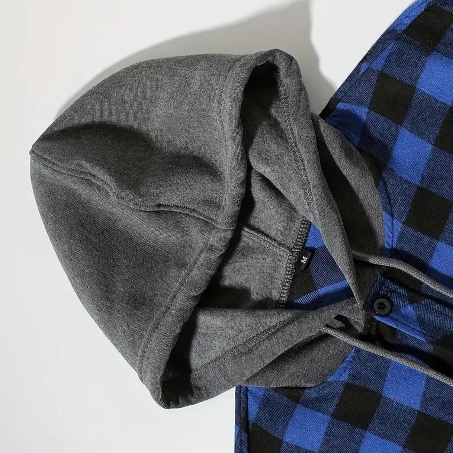 Men's Plaid Hooded Shirts Casual Long Sleeve Lightweight Shirt Button Down Flannel Plaid Jckets with Pocket