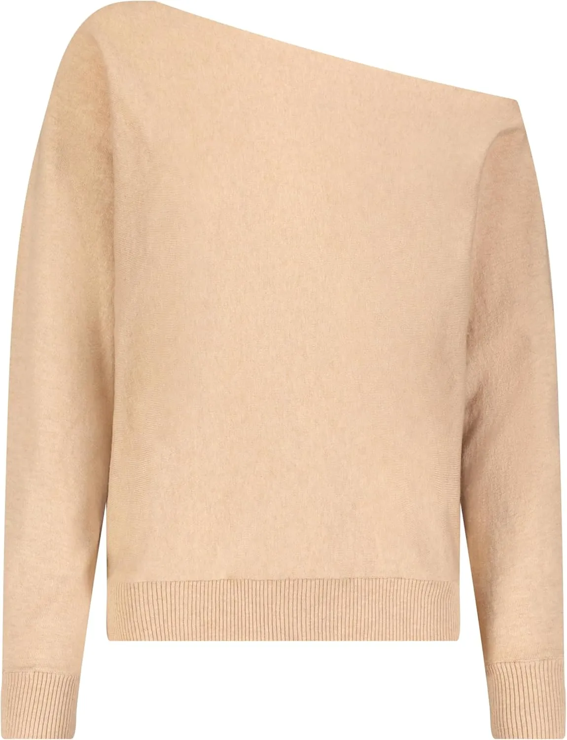 Minnie Rose Womens Long Sleeve Off The Shoulder Cotton Cashmere Pull Over Sweater
