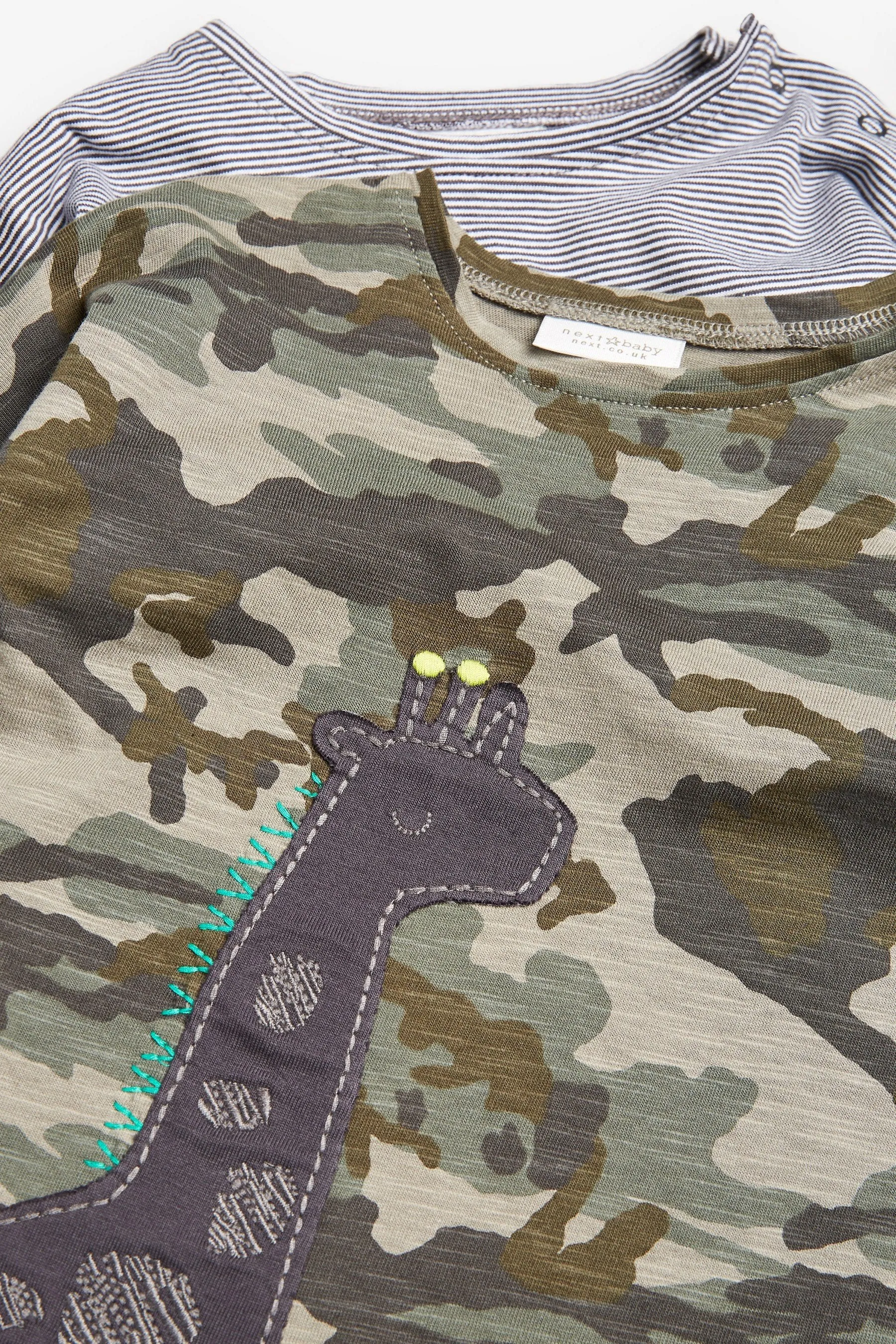 Next Khaki 2 Pack Giraffe Camouflage Baby Boys T-Shirt