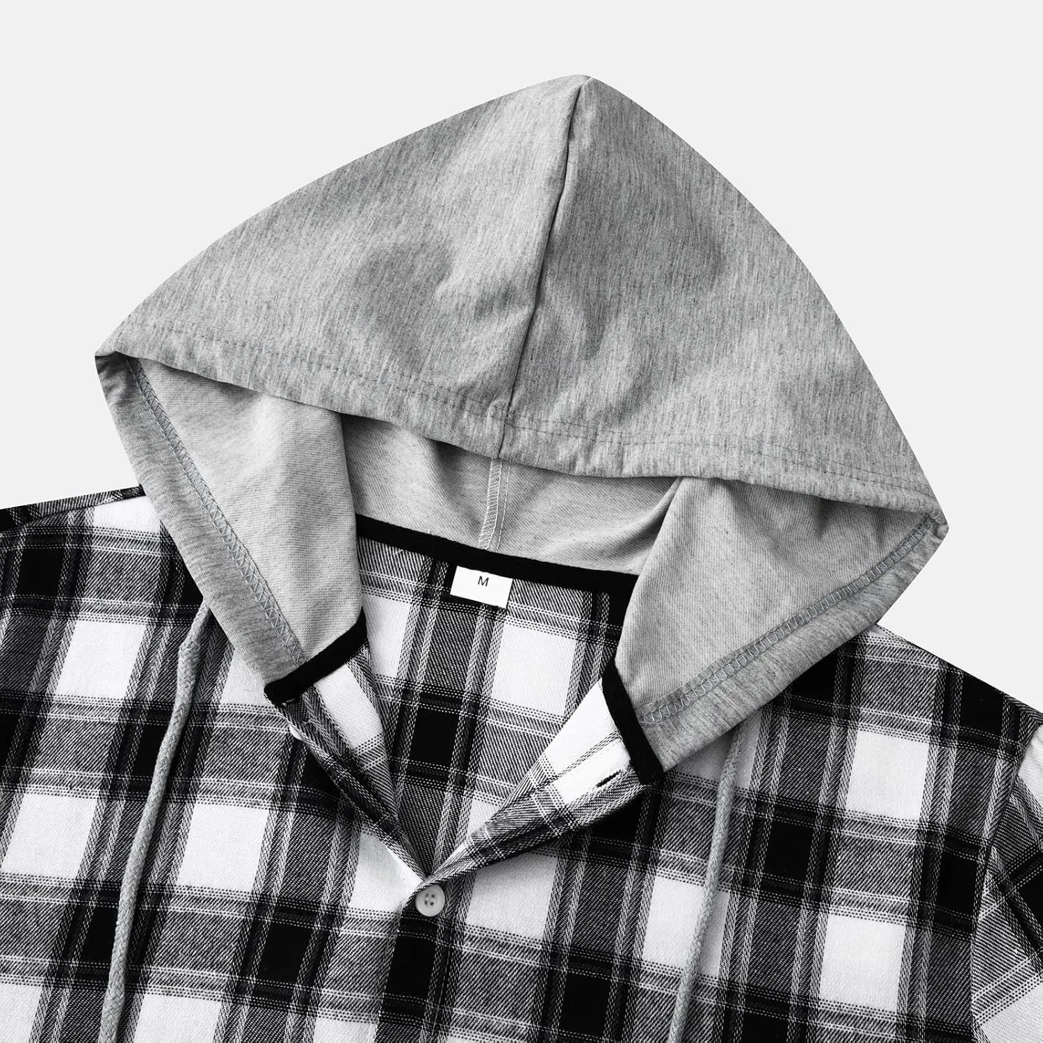 Plaid Hoodies Jackets for Men Lightweight Casual Long Sleeve Fleece Lined Casual Plaid Jacket Color Block Stitching Warm