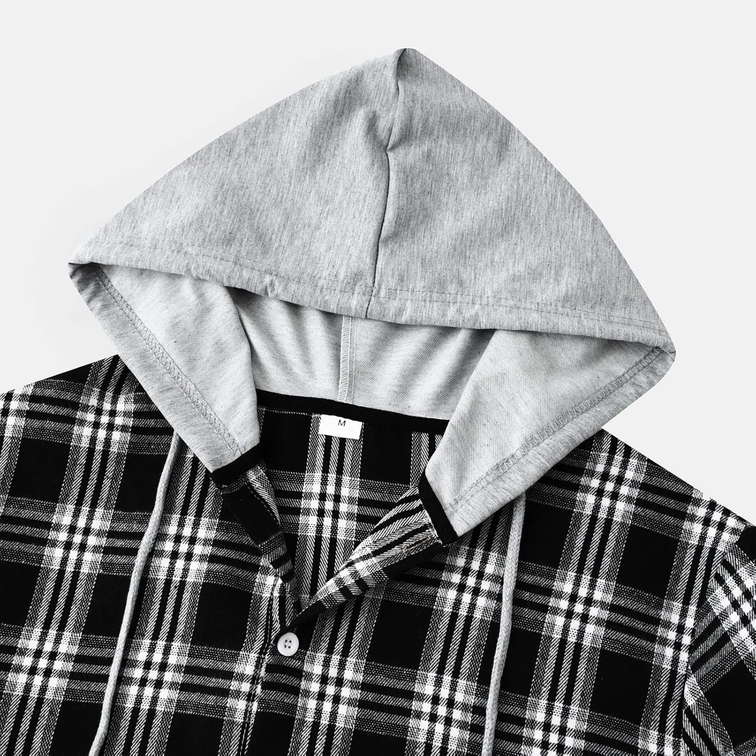 Plaid Hoodies Jackets for Men Lightweight Casual Long Sleeve Fleece Lined Casual Plaid Jacket Color Block Stitching Warm