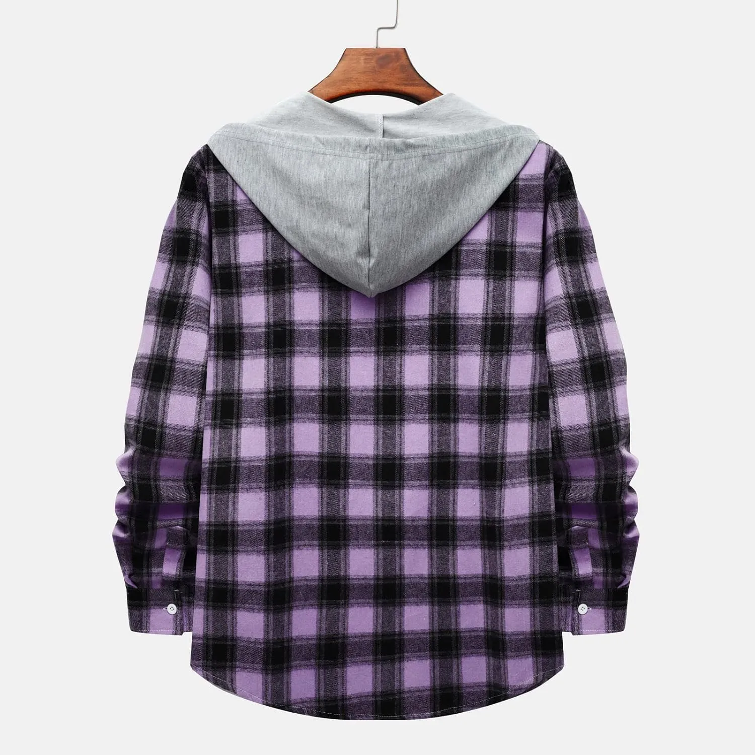 Plaid Hoodies Jackets for Men Lightweight Casual Long Sleeve Fleece Lined Casual Plaid Jacket Color Block Stitching Warm