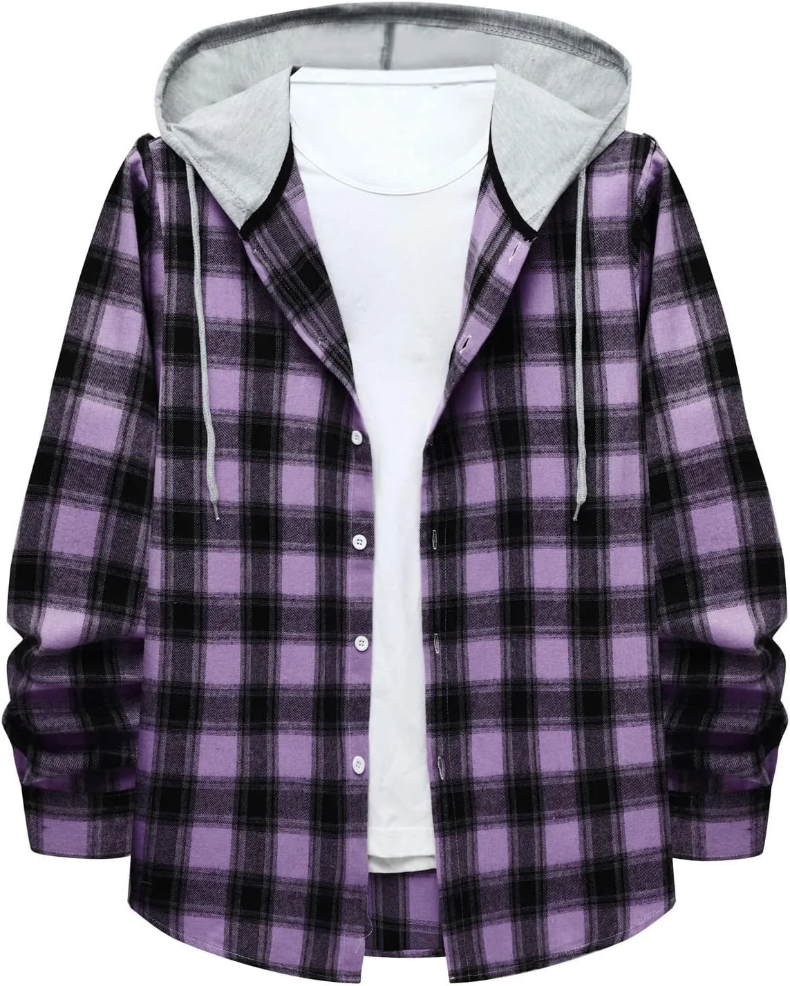 Plaid Hoodies Jackets for Men Lightweight Casual Long Sleeve Fleece Lined Casual Plaid Jacket Color Block Stitching Warm