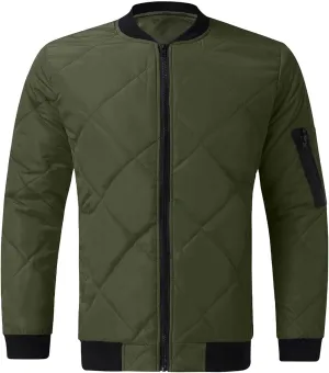 Quilted Insulated Jacket Mens Lightweight Puffer Jacket Zip up Padded Coat Warm Down Jacket Casual Winter Coats