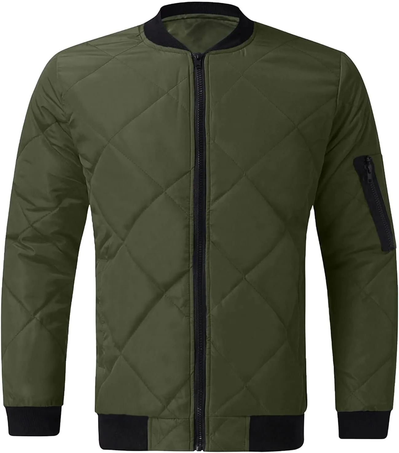 Quilted Insulated Jacket Mens Lightweight Puffer Jacket Zip up Padded Coat Warm Down Jacket Casual Winter Coats