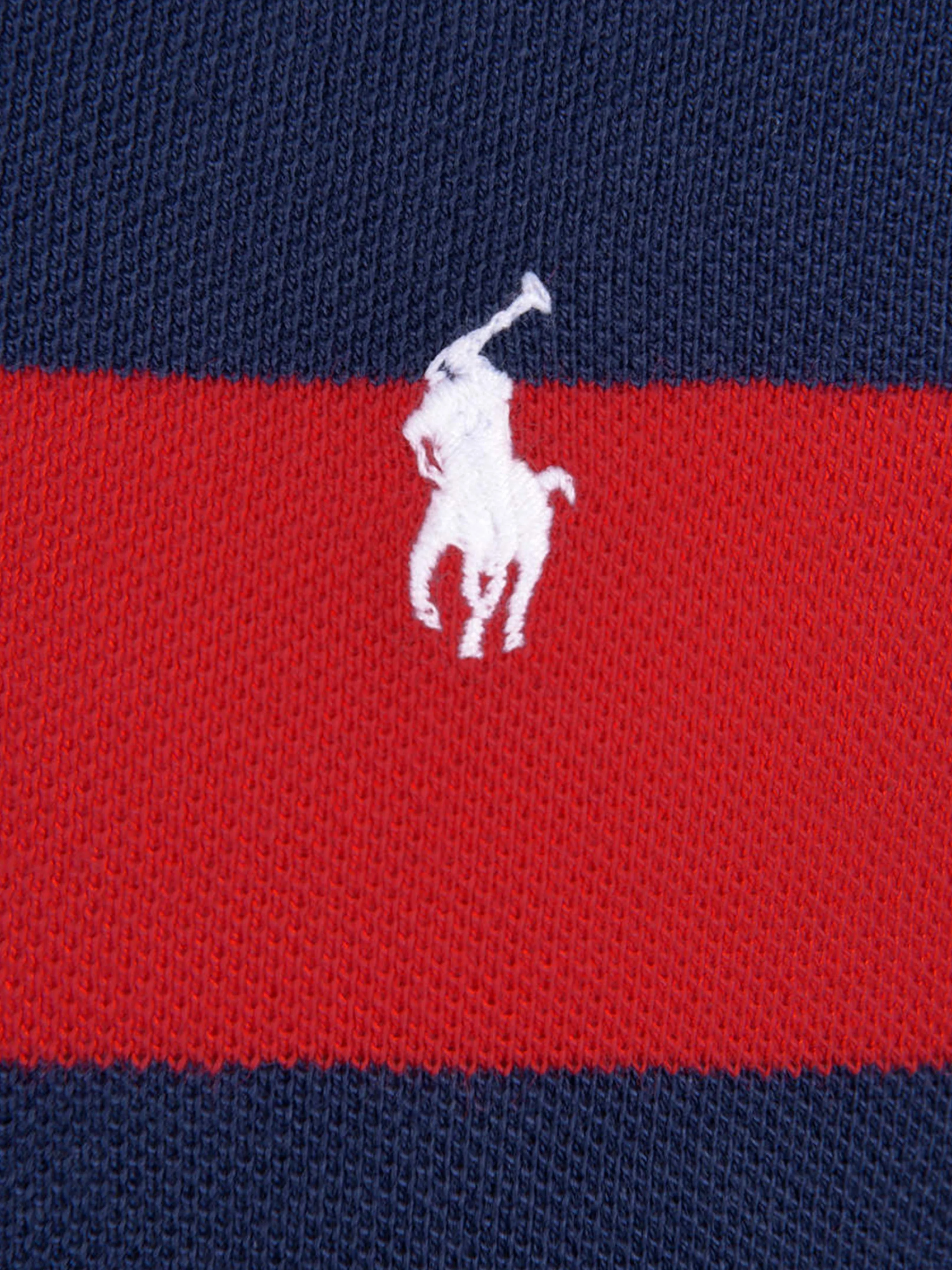 Ralph Lauren Boys Red Striped Cotton Polo Top