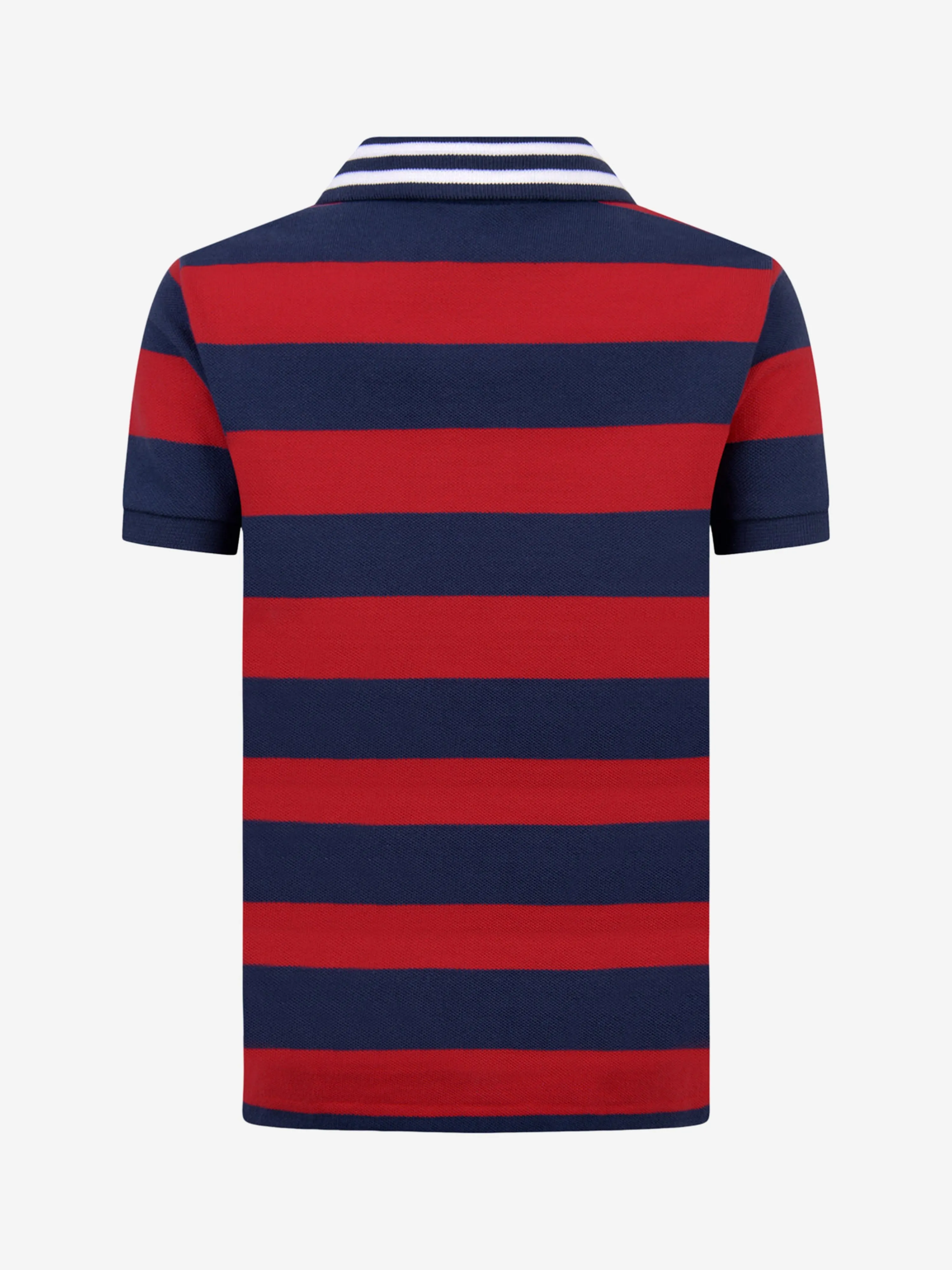 Ralph Lauren Boys Red Striped Cotton Polo Top