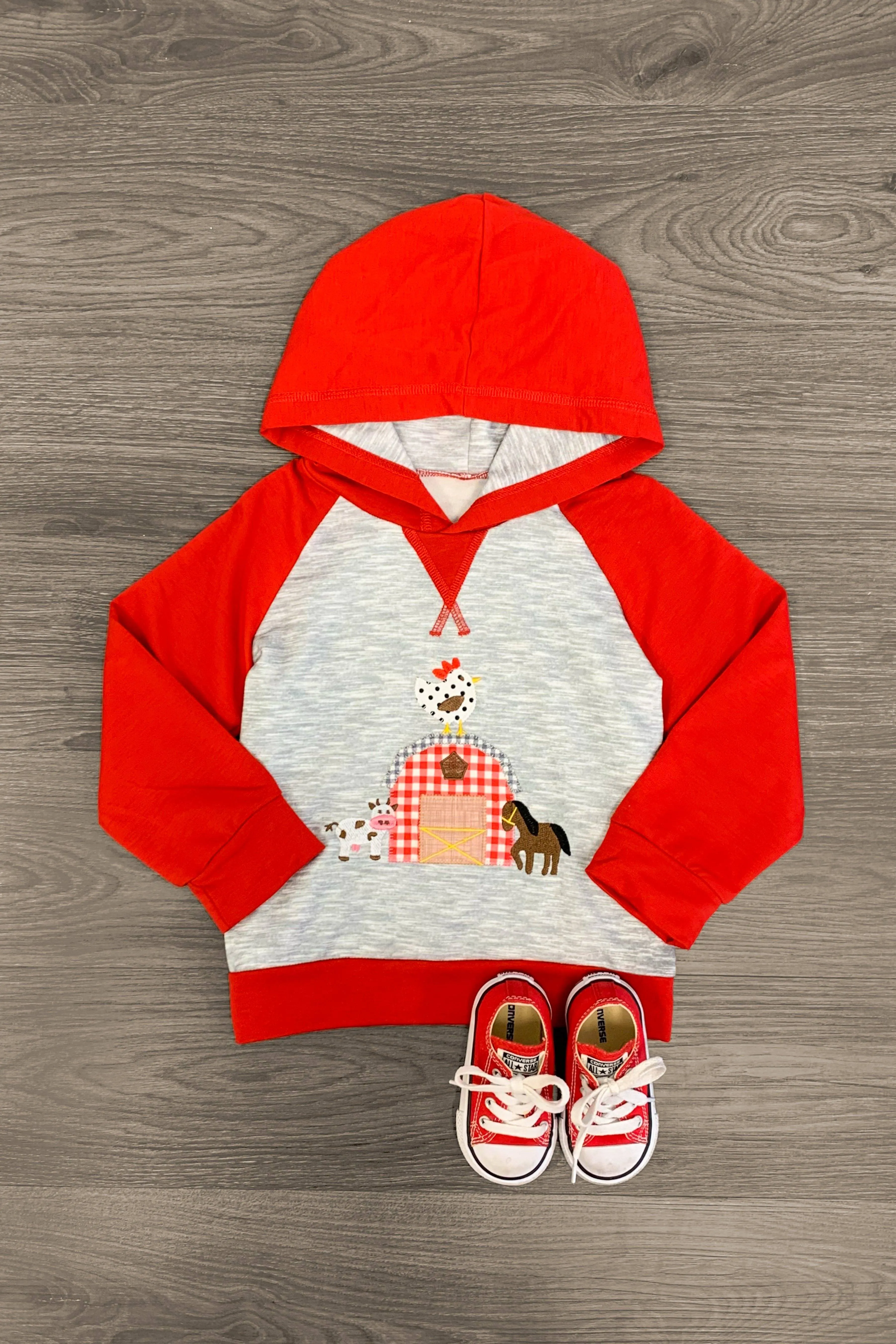 Red & Grey Farm Hoodie