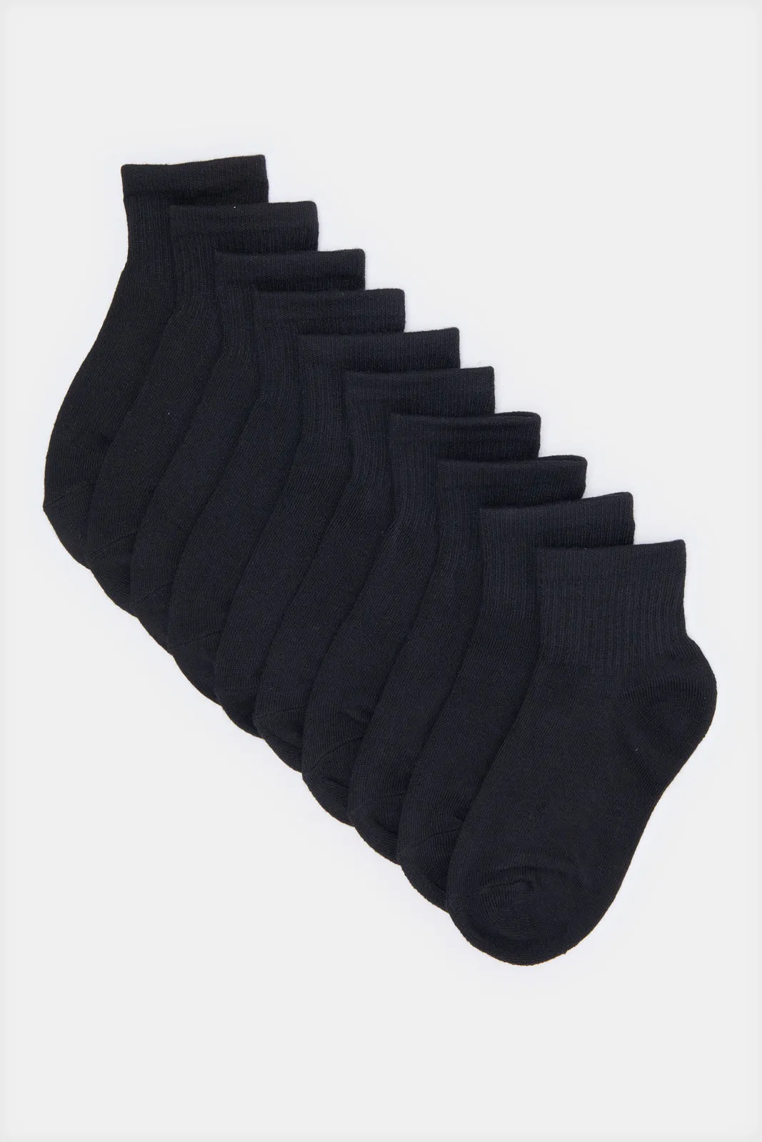 Senior Boys Black High Ankle Socks Set (Pack of 5)