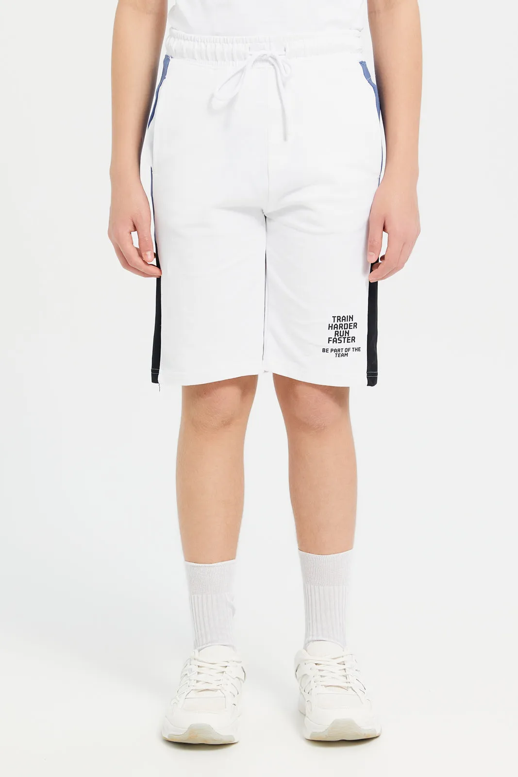 Senior Boys White Active Wear Short