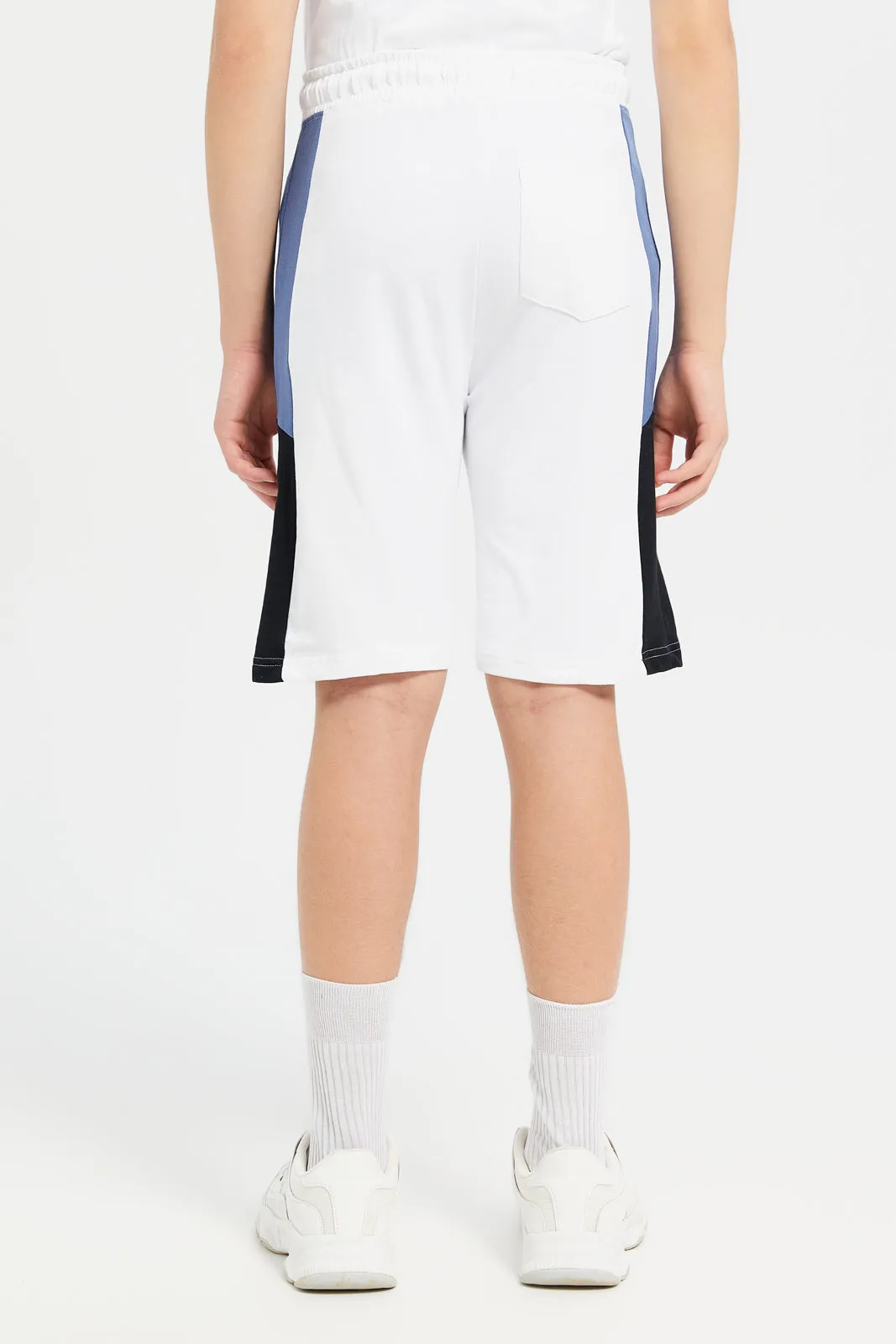 Senior Boys White Active Wear Short