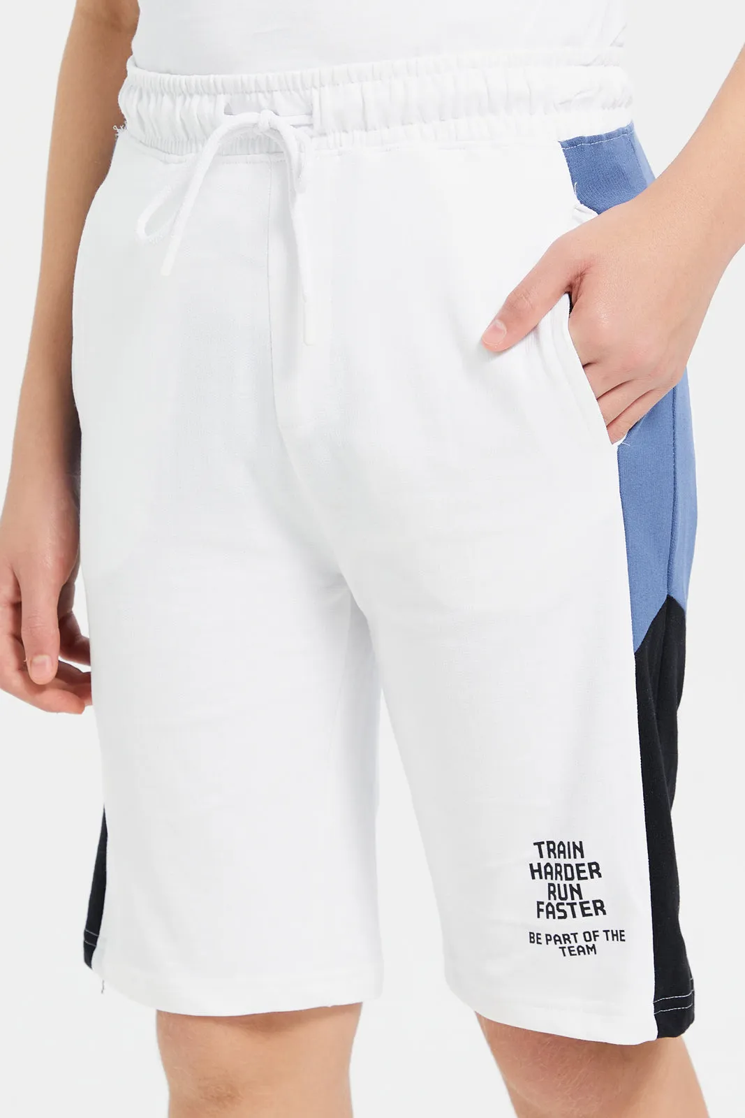 Senior Boys White Active Wear Short