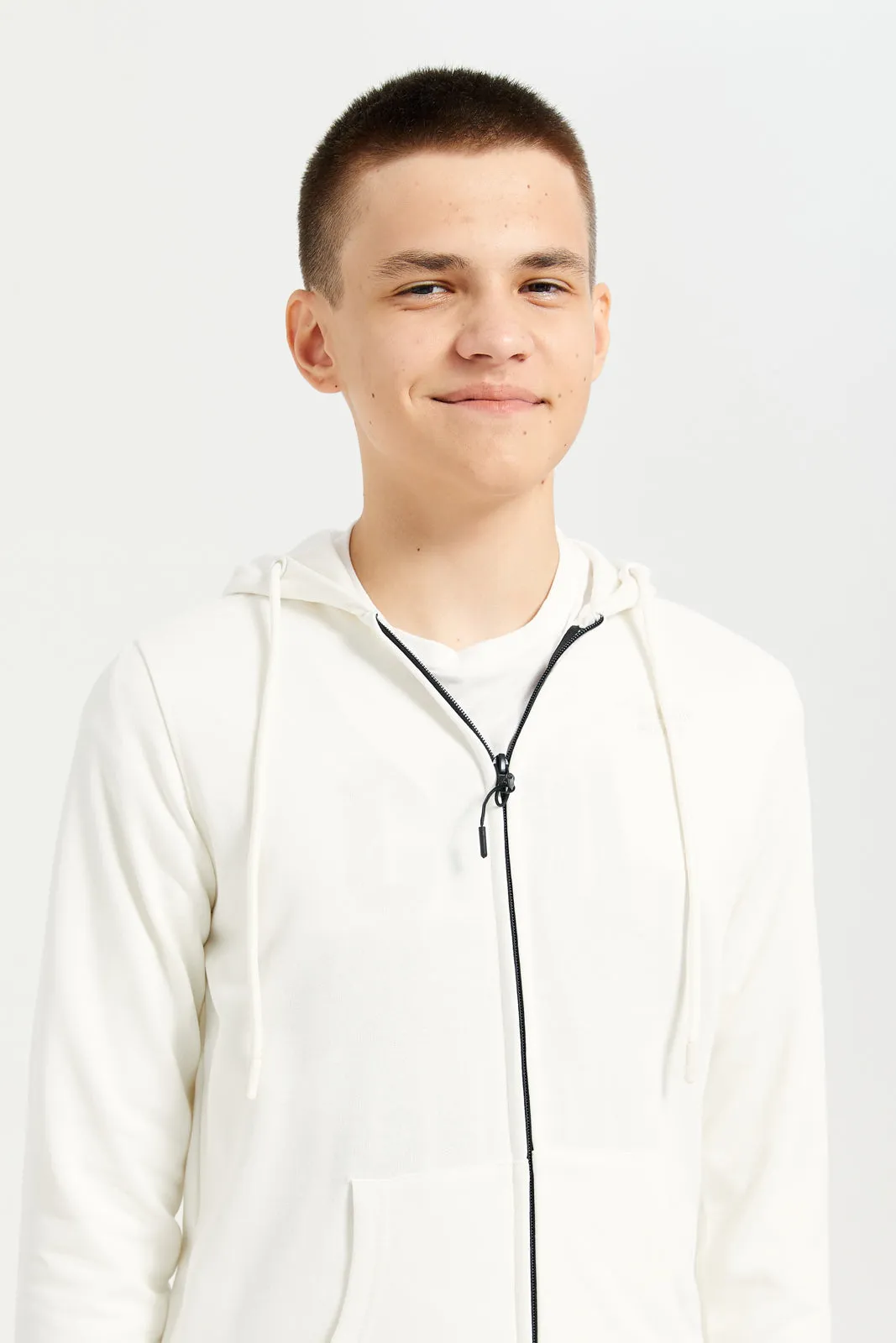 Senior Boys White Hooded Sweatshirt