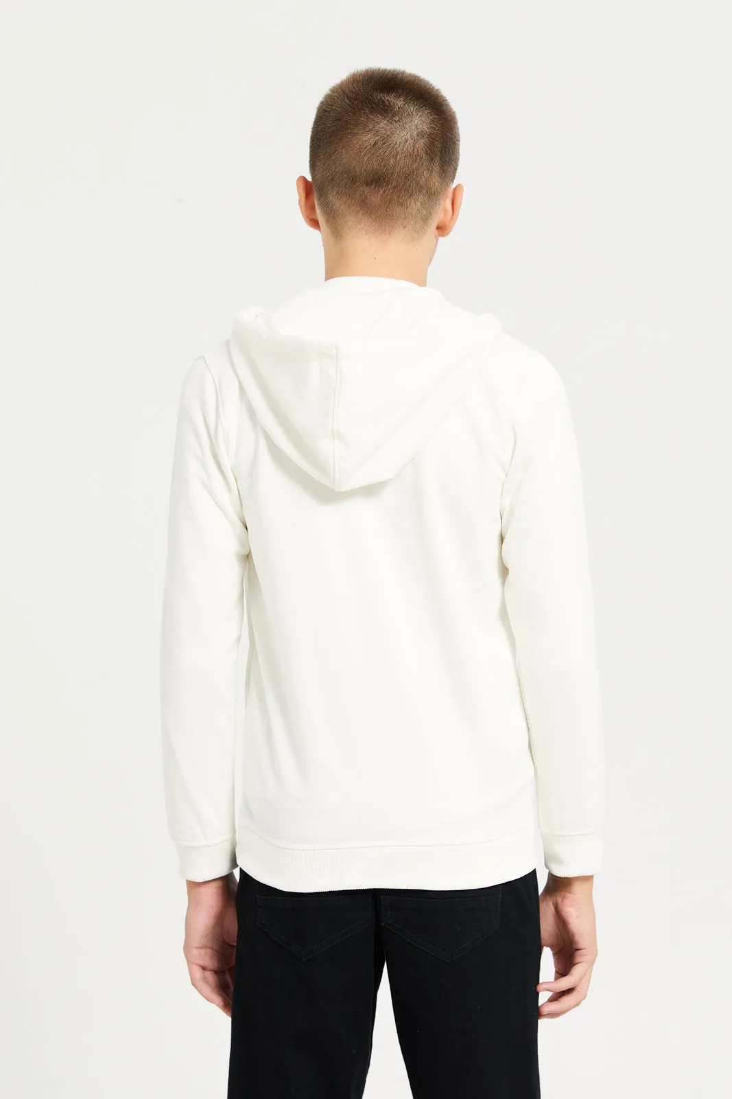 Senior Boys White Hooded Sweatshirt