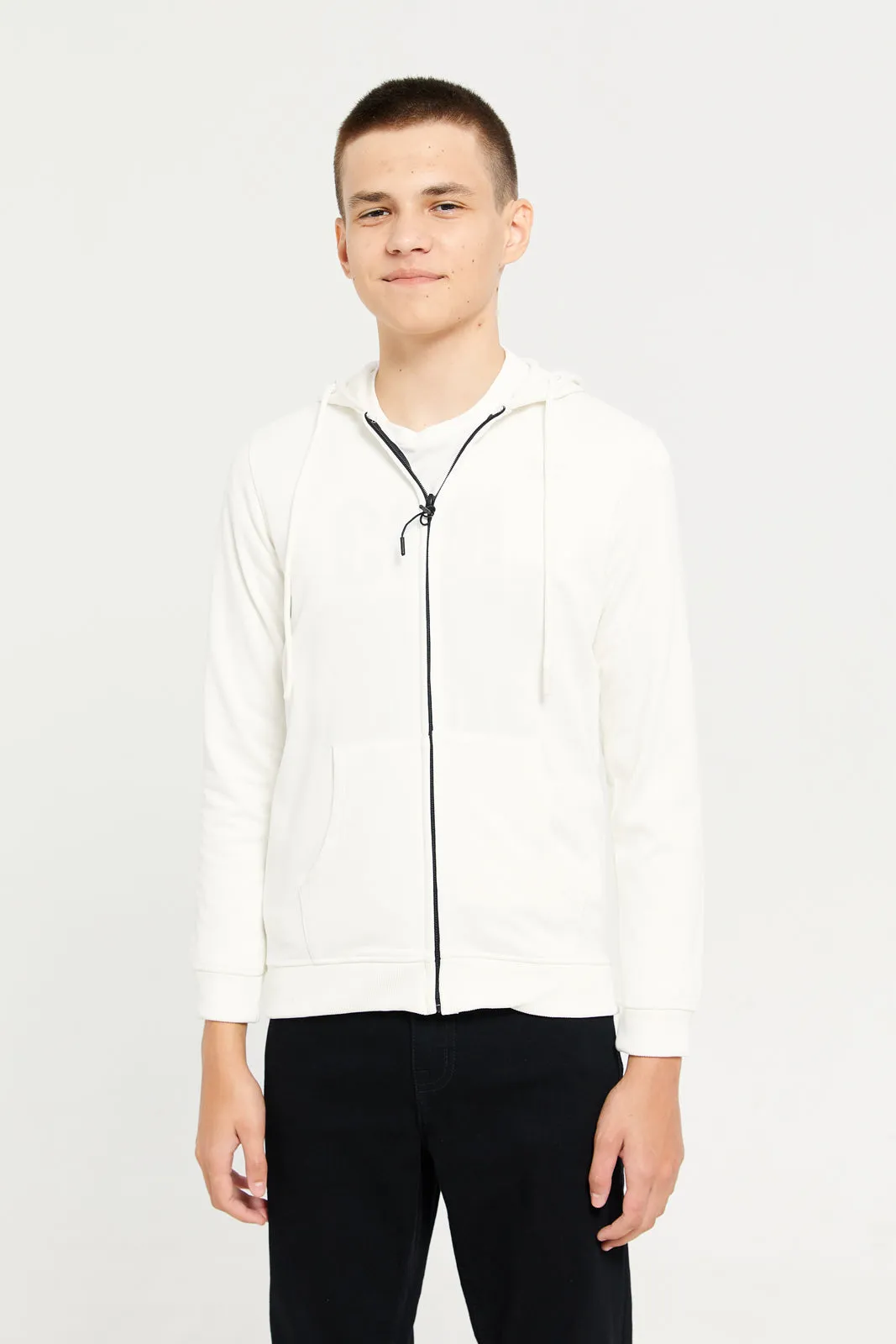 Senior Boys White Hooded Sweatshirt