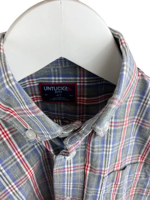 UNTUCKit, Boys' Plaid Shirt, Grey Heather/Multi, Size 4-5
