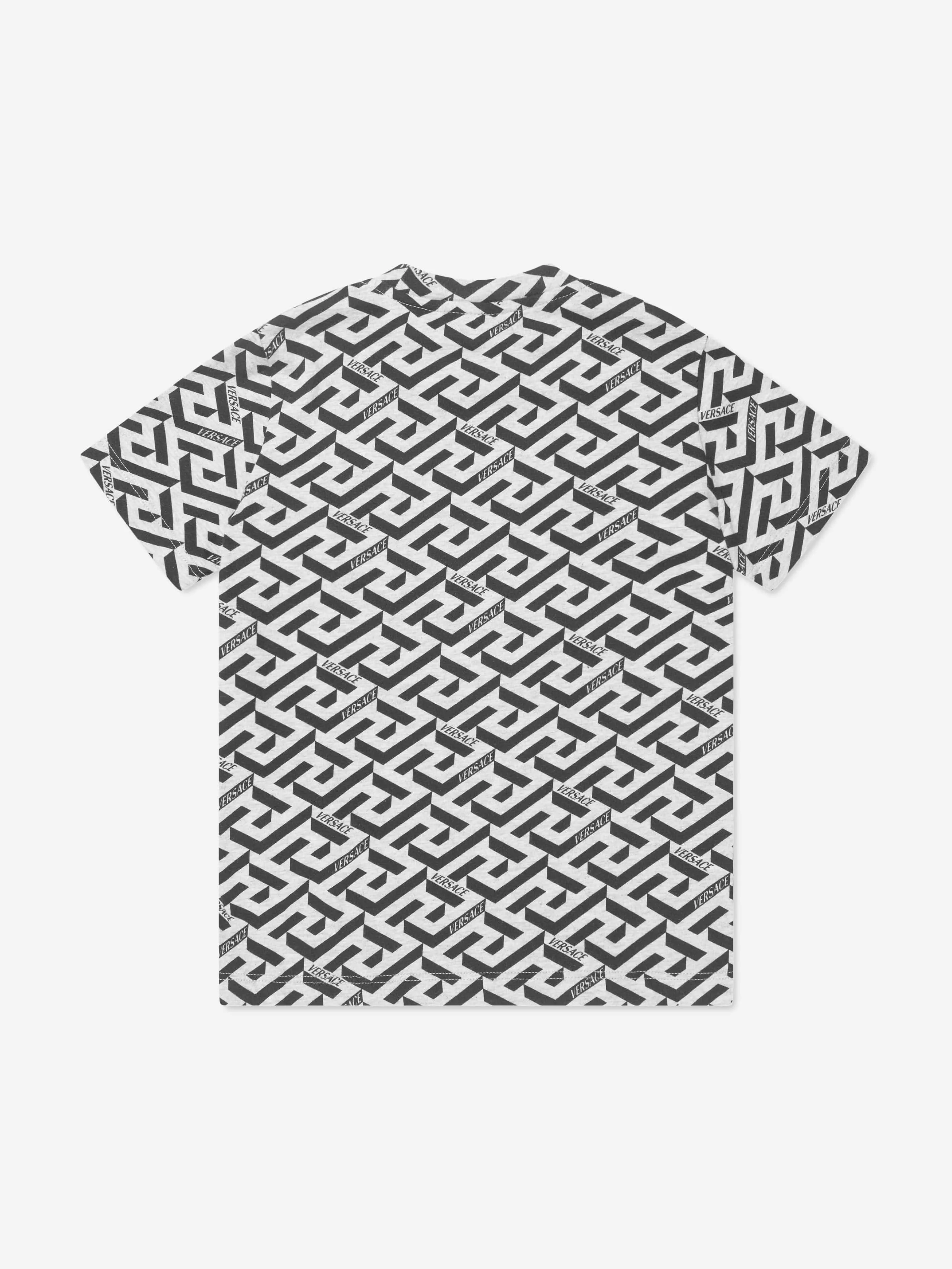 Versace Boys La Greca T-Shirt in Grey