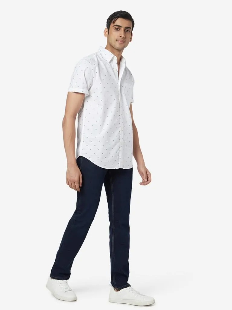 WES Casuals Dark Blue Relaxed-Fit Solid Jeans