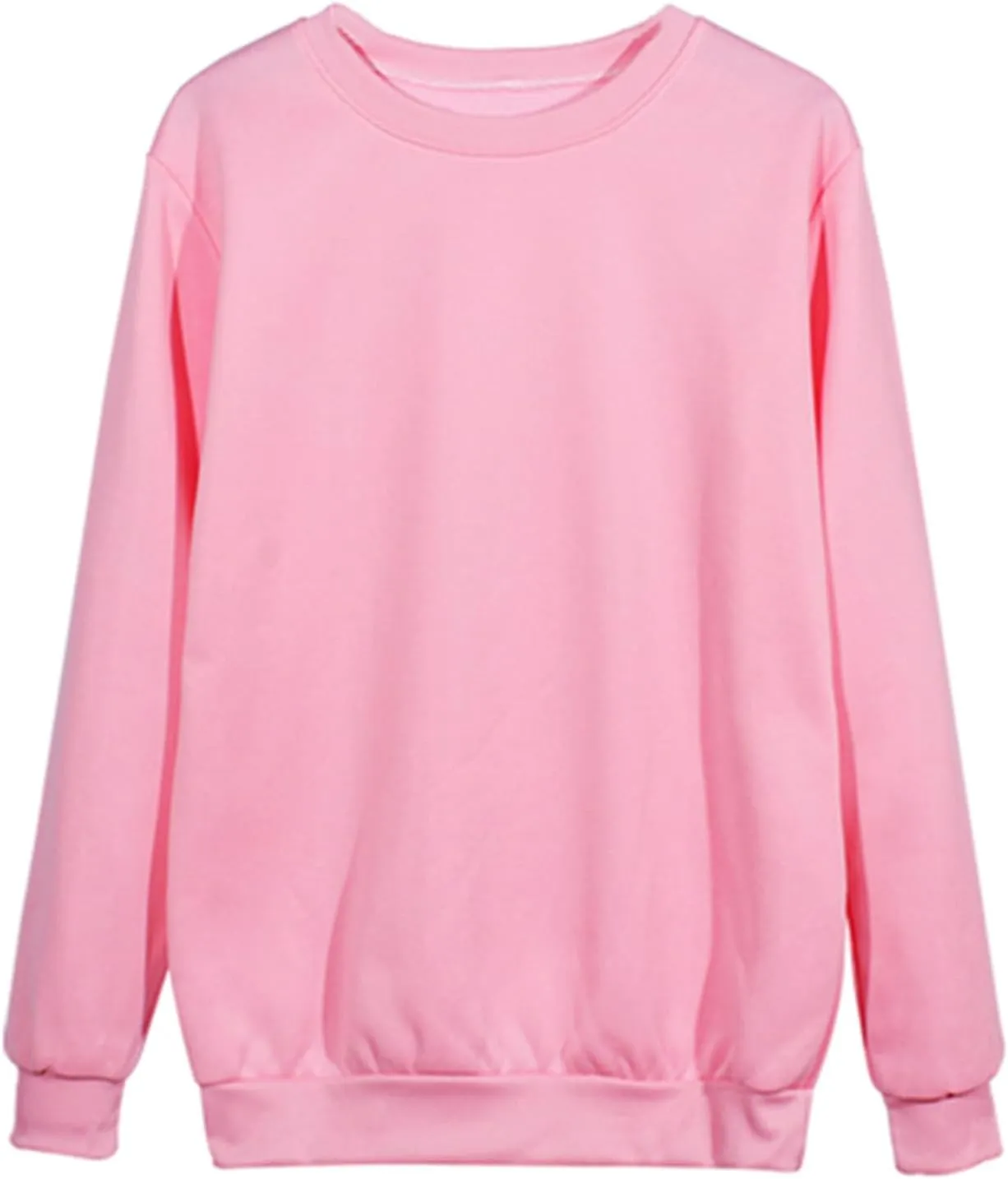 Womens Sweatshirts 2023 Long Sleeve Solid Plain Crewneck Pullover Shirts Loose Fit Tunic Casual Fashion Fall Outfits