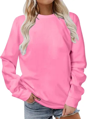 Womens Sweatshirts 2023 Long Sleeve Solid Plain Crewneck Pullover Shirts Loose Fit Tunic Casual Fashion Fall Outfits